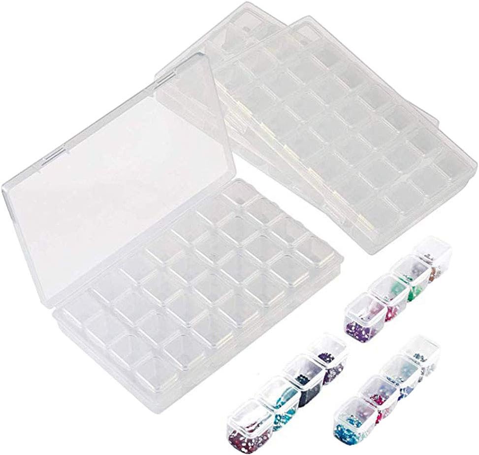 Gracelaza 2 Pcs 28 Grids Removable Storage Boxes - Ideal Container Box for Nail Art Tips Beads Rhinestones Accessory/Diamond/Embroidery/Earrings/Jewelry Storage - Clear Plastic Organizer Case #1