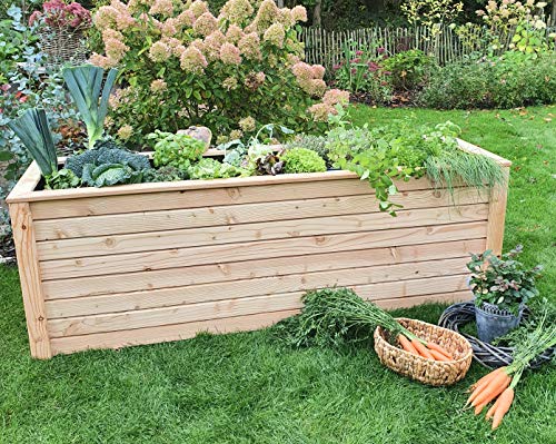 Koll Living Hochbeet aus Lärche, 190x100x65 cm, aus nachhaltiger europäischer Forstwirtschaft - nutzbar als Pflanzkasten, Kräuterbeet oder Anzuchtbeet - Lieferung inkl. Kleineisen und Pflanzfolie Grau – Bild 6