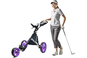 JUST AMAZING DEALS Golf Push Cart 3 Wheel - JAD ProGolf Ladies Pushcart for Women Golfers, Super Lightweight Deluxe Easy to Fold Collapsible Golfing Pull Cart