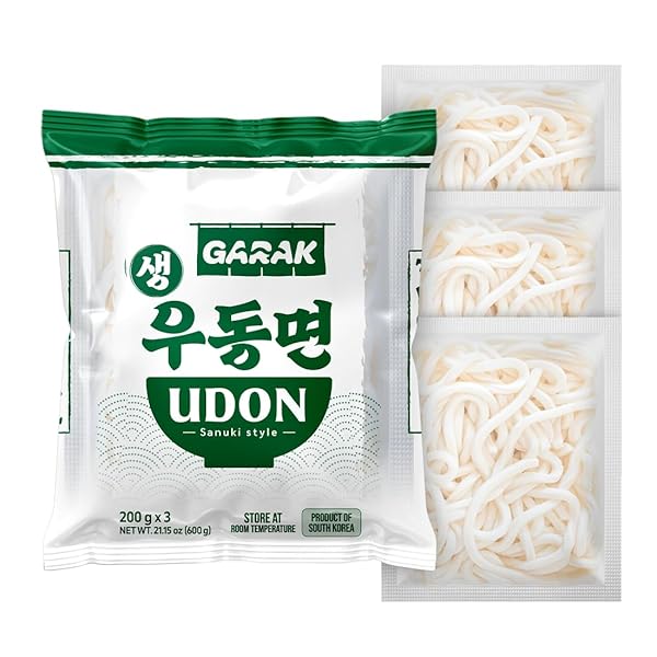 GARAK 3-MINUTE SANUKI UDON NOODLES (3-PACK) | THICK & CHEWY JAPANESE-STYLE NOODLES FOR QUICK STIR-FRY & MEALS | NO SOUP BASE INCLUDED (21.15OZ)