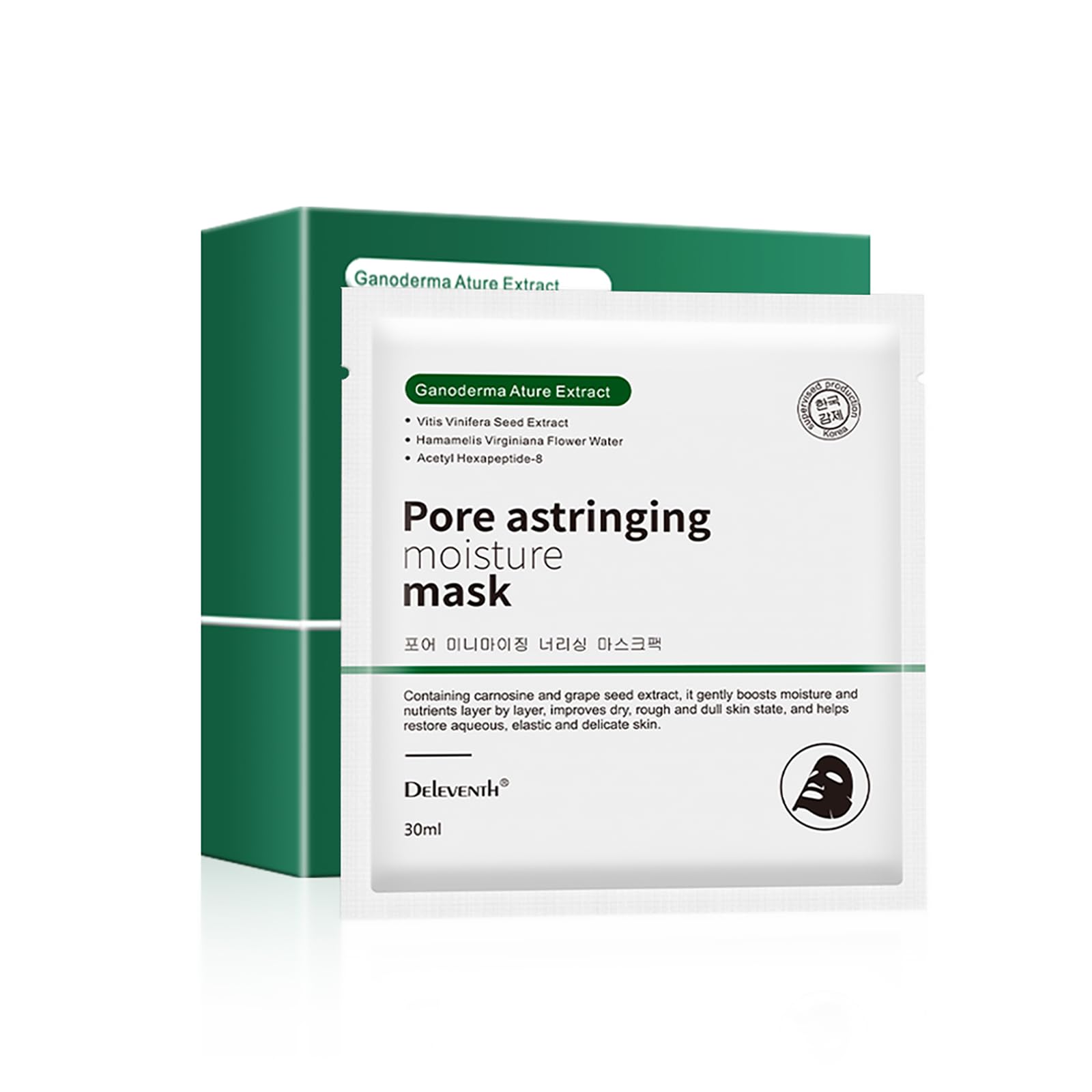 DEleventh Korean Brand Lactobionic Acid Facial Mask 30ml×10pcs / Post-Makeup Deep Cleansing, Shrink Pores, Moisturize, Exfoliate and Rejuvenate Skin for a Smooth, Hydrated, and Radiant Complexion
