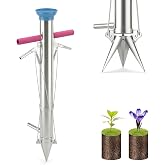 Ymachray Bulb Planter, Planting Bulbs Manual Seedling Transplanter Weeder Sod Plugger Flower Planting Soil Sampler Long Handled Bulb Planter Plant Bulb Seeds (2 Handle-A)