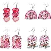 4 Pairs Gnome Earrings for Women Love Heart Flamingo Drop Earrings Gnome Jewelry Gift Women's Drop and Dangle Earrings for Holiday Wedding