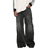 Men's Baggy Jeans Y2k Straight Leg Mid Waisted Solid Streetwear Loose Fit Vintage Hip Hop Denim Pants
