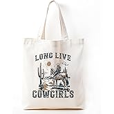 Zeghk Western Tote Bag For Women, Canvas Tote Bag For Women, Long Live Cowgirl, Cowgirl Gift, Reusable Grocery
