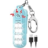 TECKNET Personal Safety Alarm 135dB with SOS Strobe Light for Women - Rechargeable& IPX4 Waterproof Running Lights with Clip On Torch & Low Battery Notice, Safety Siren for Running, Travel Kids, Blue