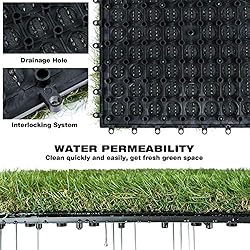 Artificial Grass Turf Interlocking Deck Tiles Set