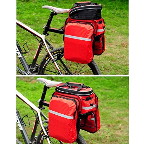 HSTYAIG Bicycle Pannier Outdoor Waterproof Multi- Function Portable Bicycle Pack Bike Pannier Rack Panniers Rear Seat Trunk Bag (Red) - Thumbnail 6
