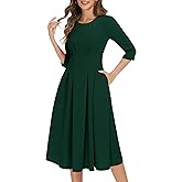 Wedtrend Women's 1940s Dress 3/4 Sleeve Cocktail Dresses Vintage Dress A Line Work Dresses with Pockets