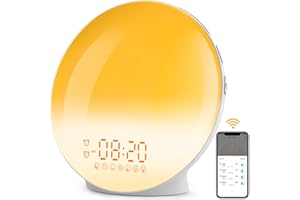 Te-Rich Sunrise Alarm Clock, Smart Wake Up Light Work with Alexa, 4 Alarms with FM Radio, 7 Nature Sounds & Snooze, 7 Colors Night Light, Sleep Aid Digital Alarm Clock for Heavy Sleepers Adults Kids