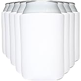 TahoeBay Blank Beer Can Cooler Sleeves (8-Pack) Bulk Sublimation Blanks for Vinyl Plain Soft Foam Can Sleeves Coolers for Soda Cans & Bottles Black, White, Solid Color (White, Regular 12oz)