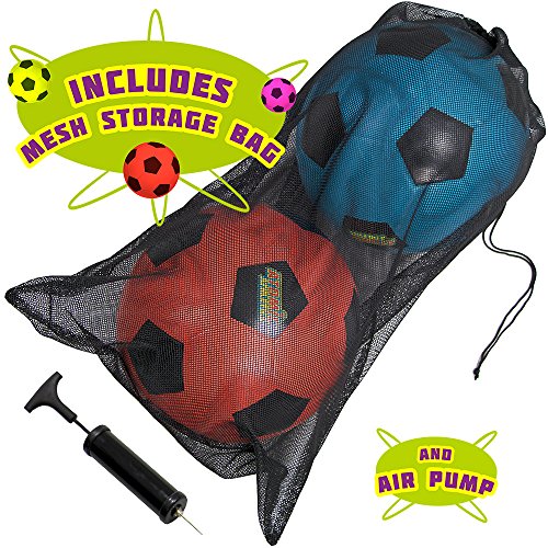 Atomic Athletics 6Pack Neon Rubber Playground Soccer Balls Bulk Set