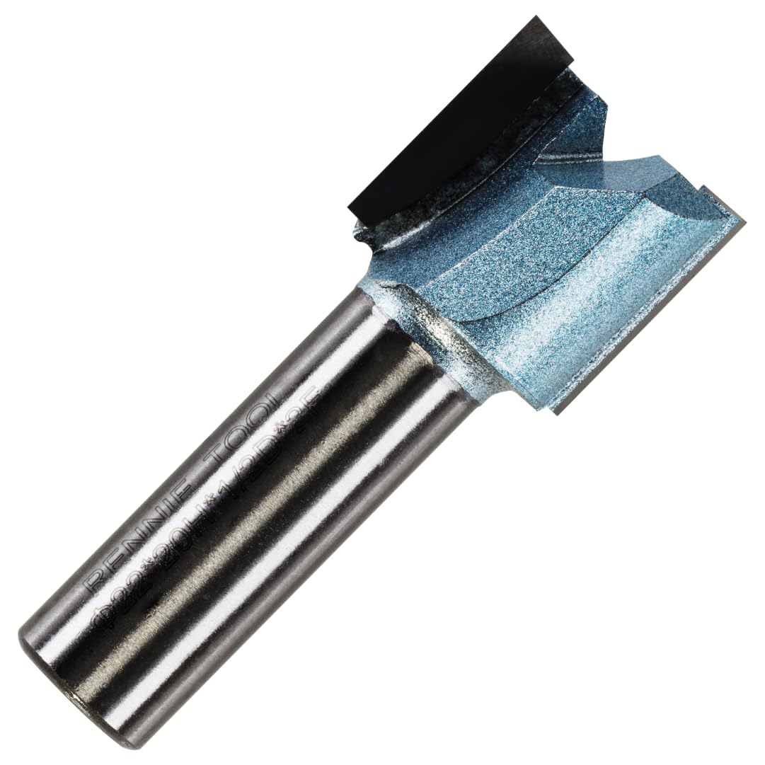 Rennie Tools - 22mm (7/8") Cutting Diameter x 20mm Flute x 1/2" Shank TCT Tipped 2 Flute Straight Router Cutter Bit. Compatible With Makita Trend Festool Hikoki Dewalt Router Etc. 22mm Router Bit