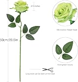 Tifuly 12 PCS Artificial Roses 50cm Silk Long Stem Bouquet Green view 7