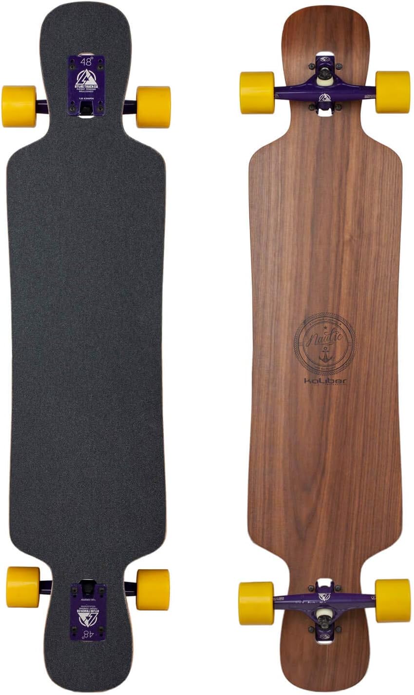 Caliber Captain Drop-Through Longboard Flex Medium 42.5 x 9.5 Inch with Atlas Trucks Purple