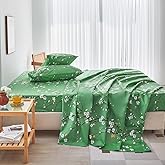 ZANBAST Green Sheet Set Full Size 4 Pcs Floral Sheets Set-All Season Full Flowers Bed Sheet Set with Pillowcases Shabby Vintage Sheets for Women Men (Green, Full)