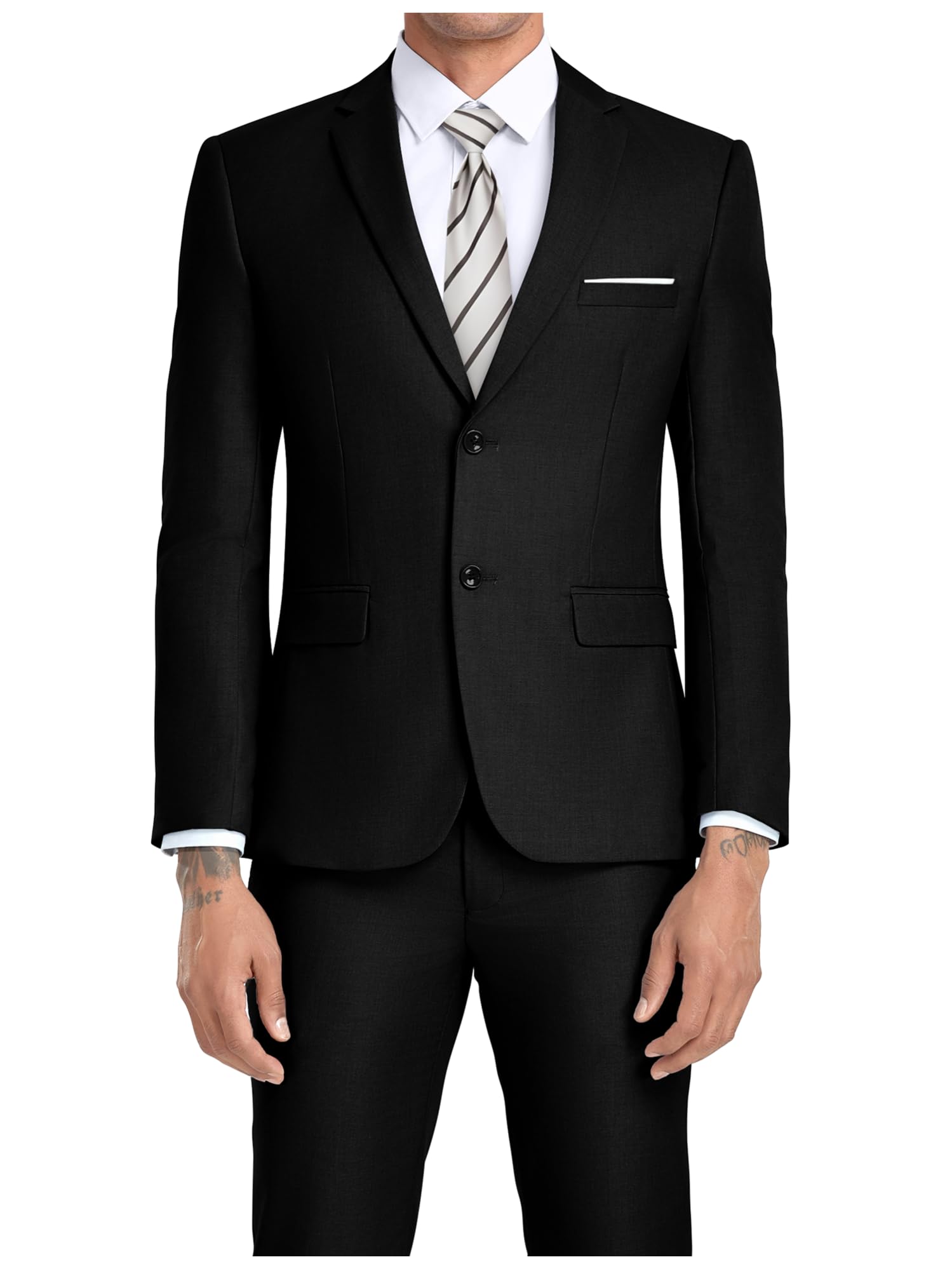 2 Pieces Black Jacquard Slim Fit Prom Suit for Men main image 1