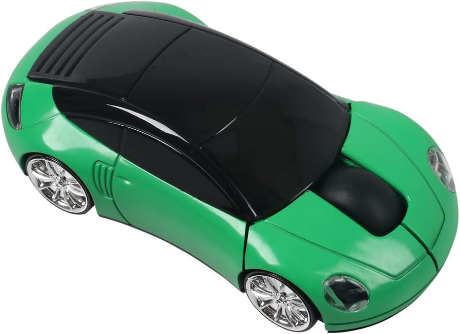 2.4GHz 3D Car Shape Wireless Optical Mouse USB Gaming Mouse with Receiver for PC Laptop (Green)