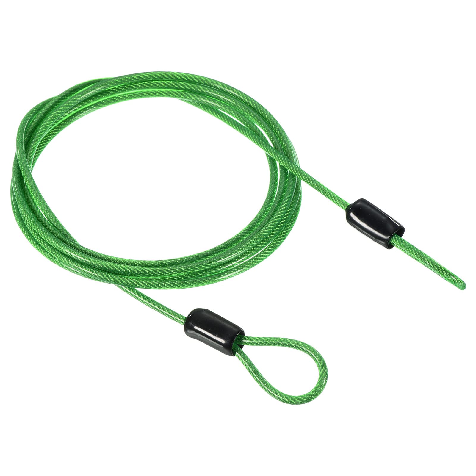 PATIKIL Security Steel Cable 2.5mm x 1.5m/4.92ft Coated Luggage Lock Wire Rope with Double Loop Green