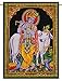 Lord Krishna Indian Decor Cotton Tapestry Poster Size Black Wall Hanging 42X30 Inches