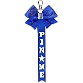 TUCEWP Cheer Pin Me Ribbon for Backpack Cheer Pin Strap Glitter Cheerleader Bow Keychain Holder for Girls Cheerleader Gifts