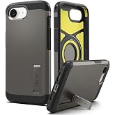 Spigen Tough Armor MagFit for iPhone 17e / 16e Case, Gunmetal | Compatible with Magsafe, Wireless Charging, Kickstand, Military-Grade Drop Protection
