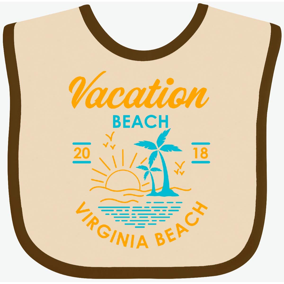 Inktastic 2018 Vacation in Virginia Beach Baby Bib Tan and Chocolate 30183