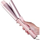 TSUYAGLA Large Hair Curling Wand, 1.6 Inch Big Barrel Curling Iron, 43 Million Ionic Ceramic Curler with 3 Temp, Auto Shut-Off, Long Barrel Curling Wand for Long Hair, Dual Voltage, Pink
