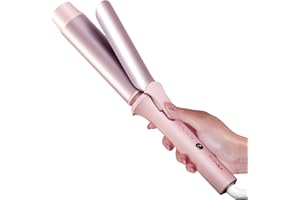 TSUYAGLA Large Hair Curling Wand, 1.6 Inch Big Barrel Curling Iron, 40 Million Ionic Ceramic Curler with 3 Temp, Auto Shut-Off, Long Barrel Curling Wand for Long Hair, Dual Voltage
