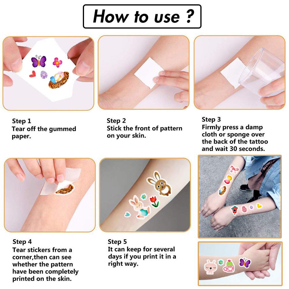 Koogel 141pcs Easter Tattoos, Easter Party Temporary Tattoos for Kids Bunny Egg Tattoos Easter Party Supplies Gifts