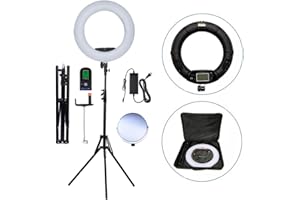 Yidoblo 18 Inch 480 LED Ring Light Kit with Makeup Mirror,Stand,Camera Phone Holder and Carrying Bag,Dimmable Bi-Color Lighting for Photo Studio Video Portrait Selfie YouTube Photography
