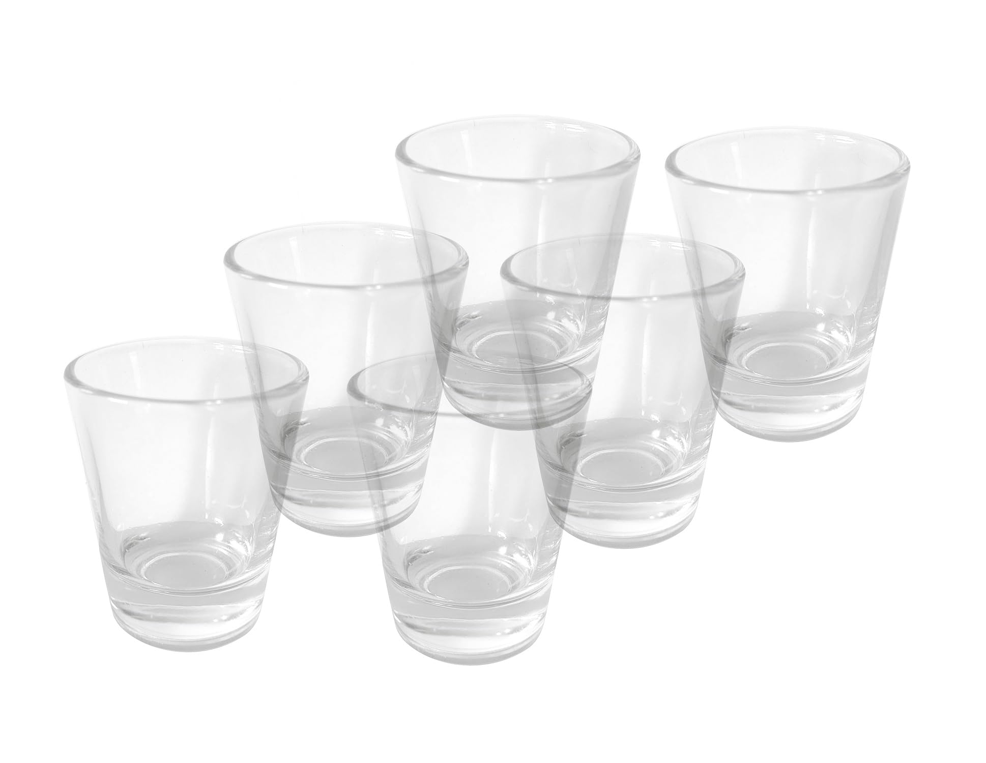 Provance Set of 6 Transparent Glass Shot Glasses, 20ml & 40ml, Reinforced Base, Dishwasher Safe, Party Drink Glasses
