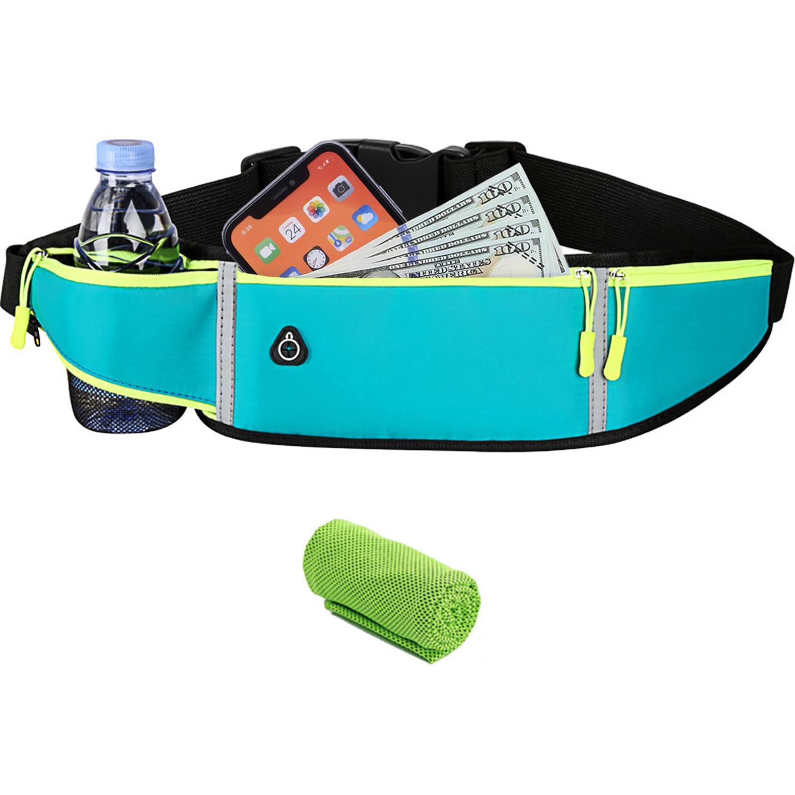 CYchen Running Bottle Belt for Men, Women, and Kids - Waterproof Bumbag, Sporty Flip Pouch, Stylish Waist Bag for Running, Trail, Travel and MTB