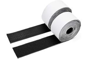 2 Inches Hook and Loop Tape 5.46 Yards (16.4 Feet) Self-Adhesive Strips Sticky Back Fastener, Black