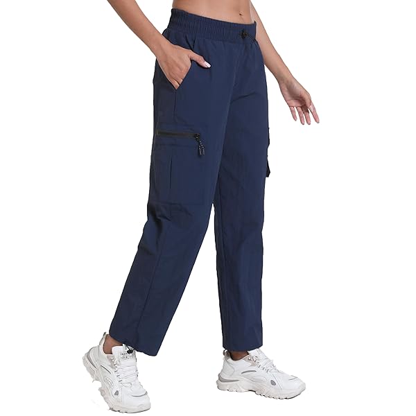BEPOPOTAN QUICK DRY CARGO PANTS FOR WOMEN LIGHTWEIGHT JOGGERS FOR ATHLETIC WORKOUT CASUAL OUTDOOR CAMPING HIKING WITH POCKETS(NAVY BLUE M)