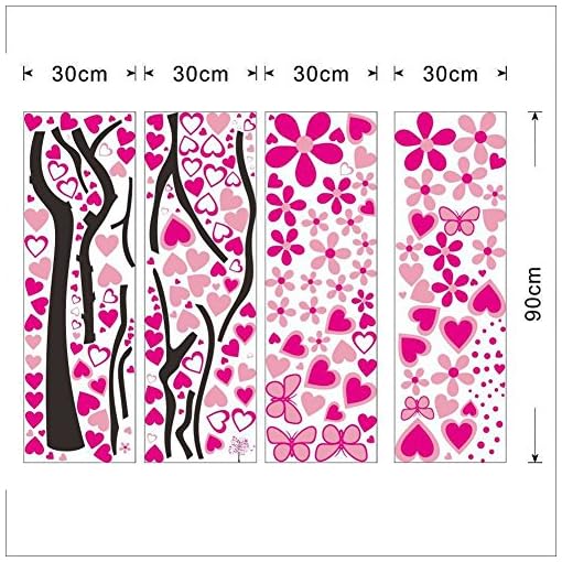 ElecMotive Huge Size Cartoon Heart Tree Butterfly Wall Decals Removable Wall Decor Decorative Painting Supplies & Wall Treatments Stickers for Girls Kids Living Room Bedroom - Image 9