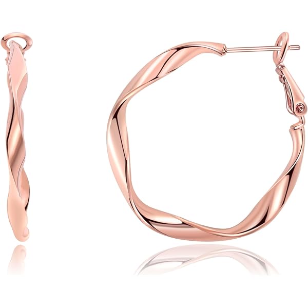 Boucles D'oreilles Créoles Plaqué Or Rose 18 Carats - Diamètre 6,5 Cm - Neuf Avec étiquettes