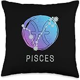 Pisces Zodiac Star Sign Watercolor Horoscope Constellation Throw Pillow