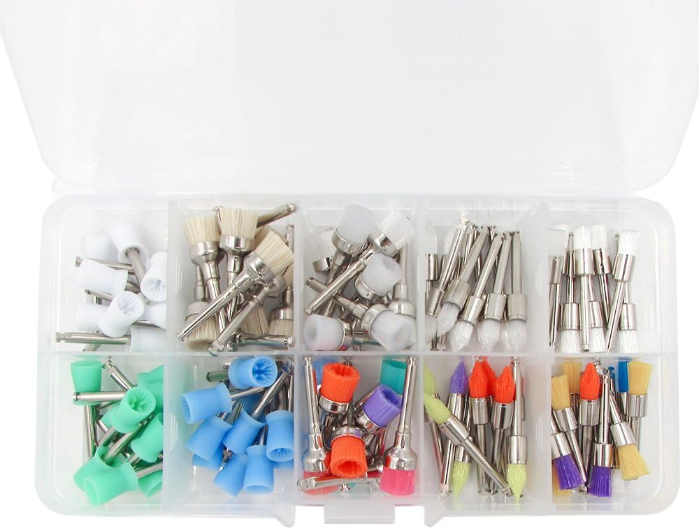 100pcs Polishing Brush Elestic Polyamide Fiber with 10 Type by Dr. House