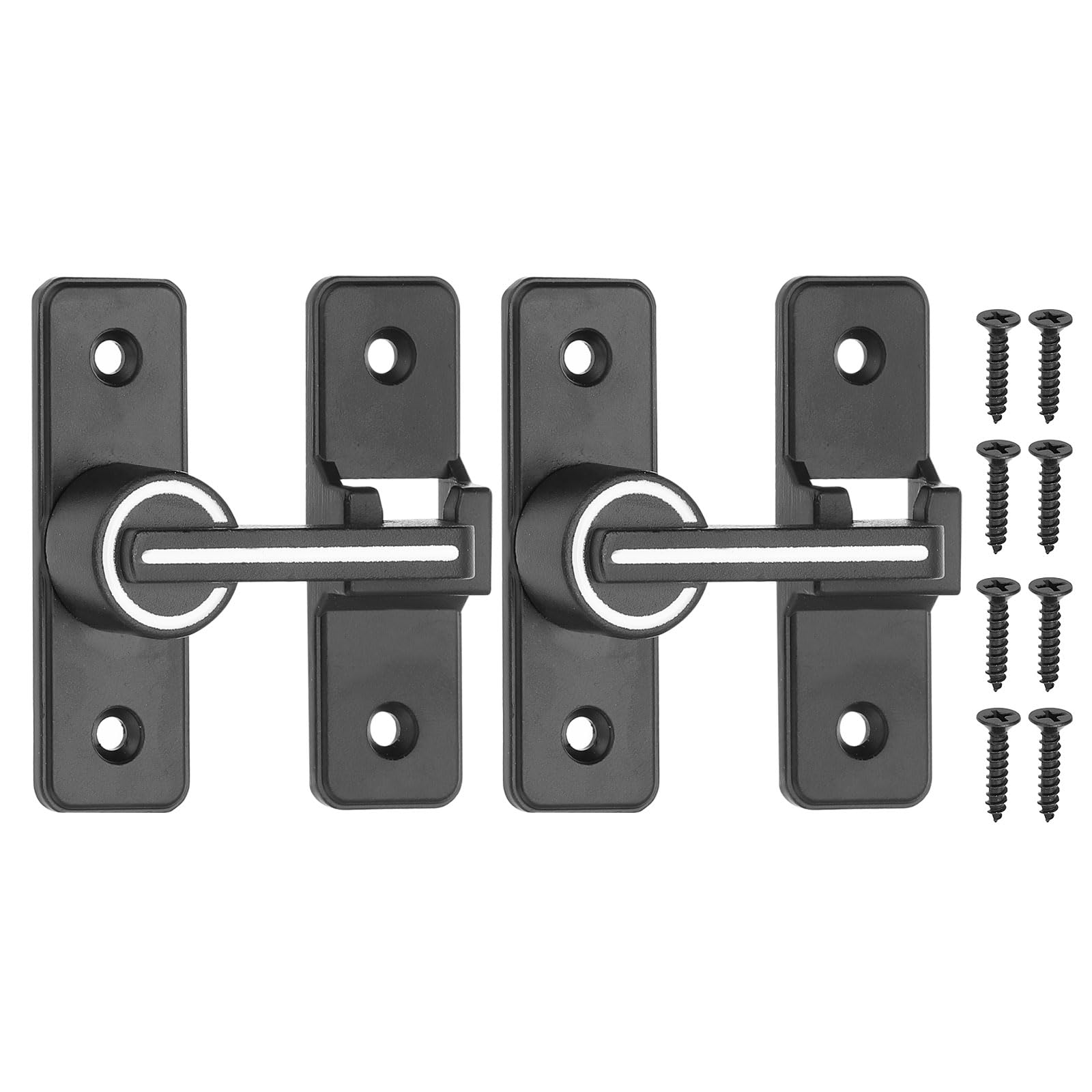 PATIKIL 180 Degree Barn Door Locks, 2 Pack Luminous Flip Latches Zinc Alloy Safety Sliding Door Bolt Latch Lock for Garage Bathroom Sliding Swing Open Door, Black
