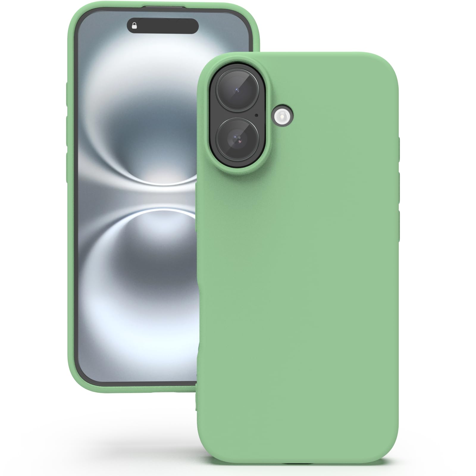 YATWIN Silicone Case for iPhone 16 Plus, Soft-Touch, Shockproof, DustProof, Antiskid Full Body Armour Phone Cover for Apple iPhone 16 Plus - Mint Green