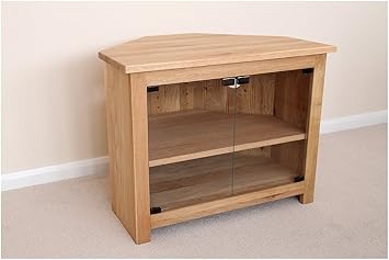 Really Good Somerset Range Oak Corner Tv Unit Glass Doors Stand