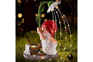 WINTS Garden Gnomes Outdoor Statue with Solar Lights,Bathing Funny Gnome Solar Garden Decorations for Lawn,Balcony,Yard,Patio