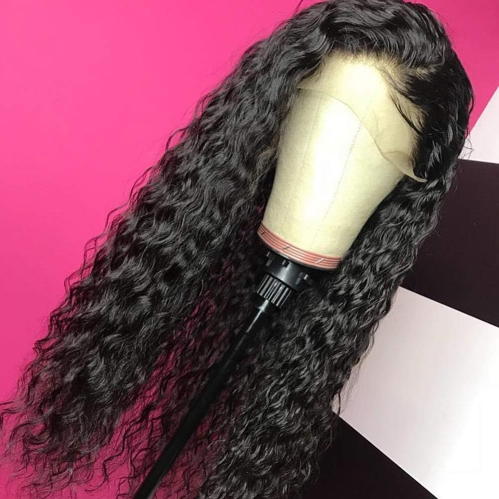Giannay Synthetic Lace Front Wigs Long Black Color Wig Loose Curly Wave Wigs for Women Natural Wavy Hair Wig Pre Plucked Hairline with Baby Hair Heat Resistant Hair Wigs 180% Heavy Density 22"
