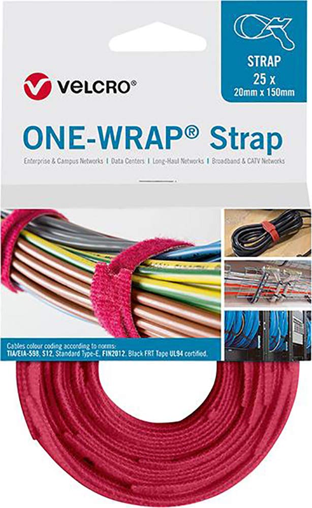 VELCRO Velcro Cable Ties One Wrap Strap 20 x 330 mm Red Pack of 25