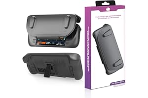 HONGHAO Case Accessories for Steam Deck/OLED with Full Cover Shell and Kickstand - 2024 Rugged Armor TPU Rubber Protector Skin Steam Case Compatible with Steam Deck Accessory (Black)