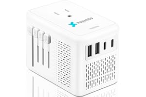 Mapambo 220V to 110V Voltage Converter US to Europe for Hair Dryer with 2 USB Port 2 USB C International European Universal Travel Adapter Worldwide Power Converter Plug Combo Type A C G I (White)