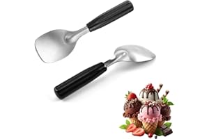 2 Pieces with Comfortable Non-Slip Handles, Sturdy ice Cream Scoop, Heavy Duty Stainless Steel Anti-Bend ice Cream Paddle, Sh