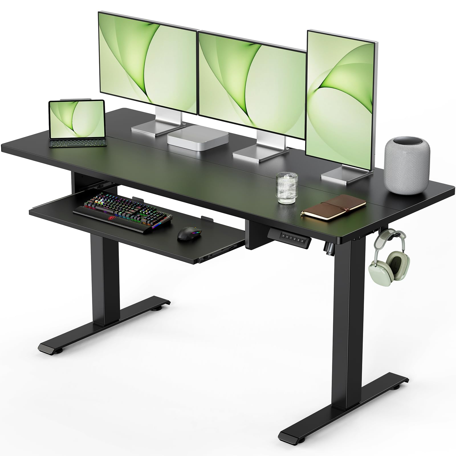 Marsail Standing Desk Adjustable Height with Extra Large Keyboard Tray, 55