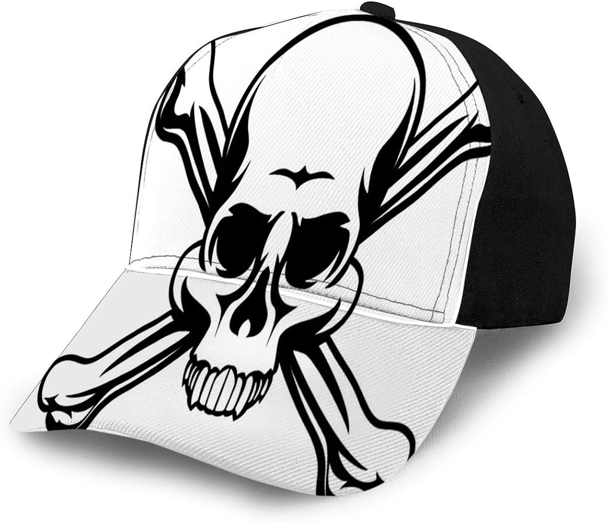 baseball cap with skull and crossbones